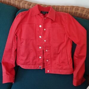 Jones New York Signature Jacket, Red, Chrome Snaps, Petite